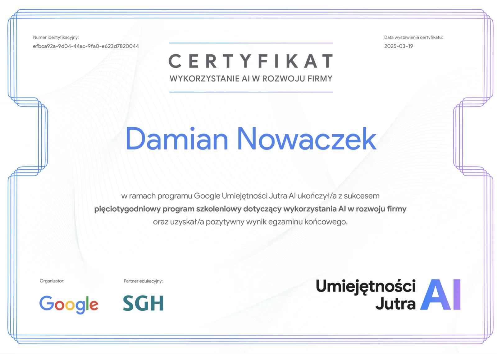 Umiejętności Jutra A.I zaliczone!