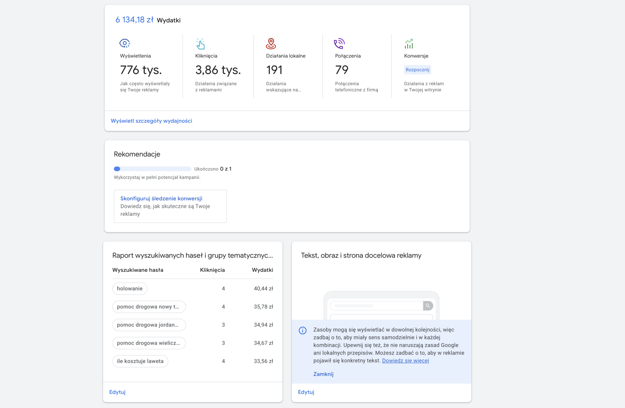 Kampania Wizytówka Google
