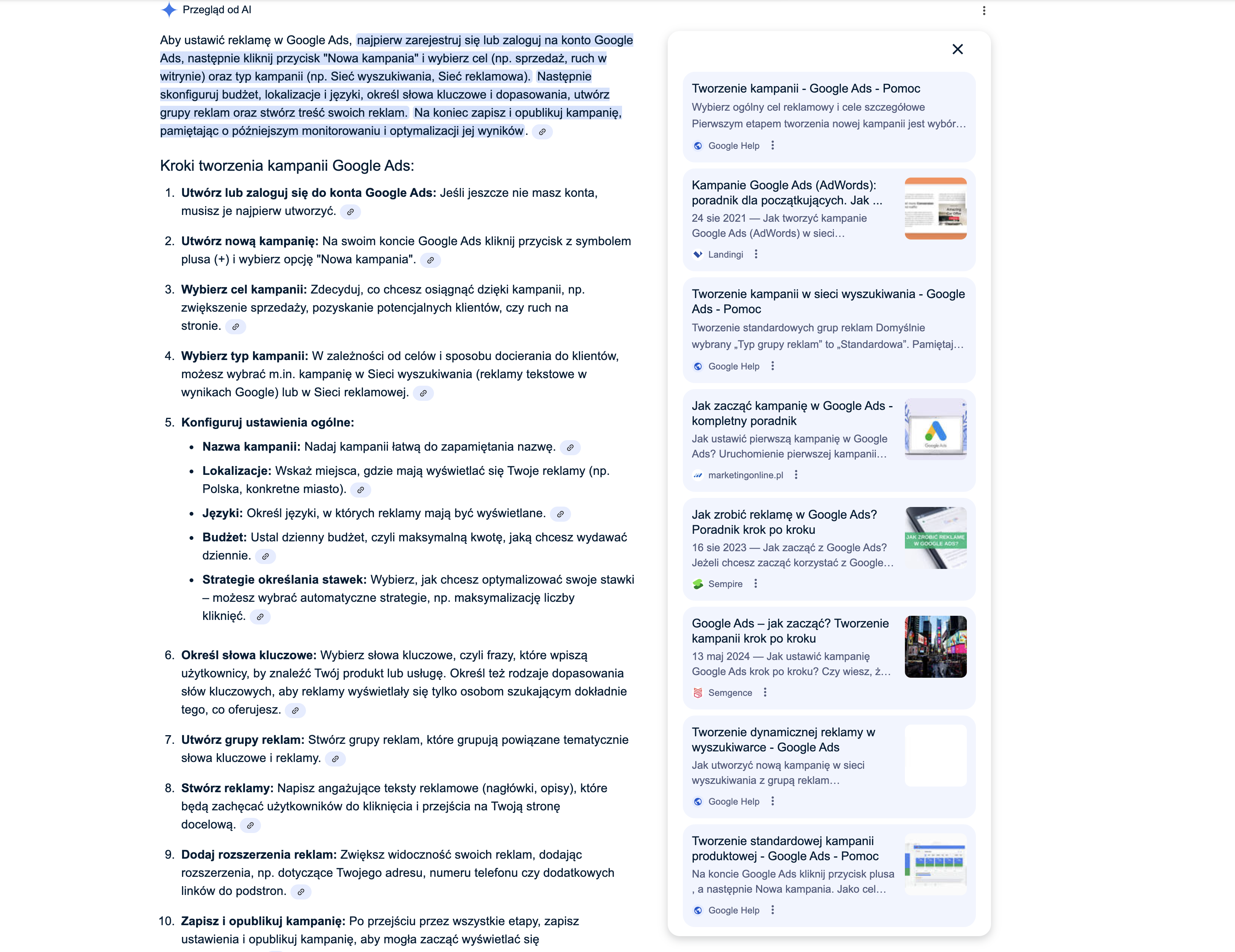 Widoczność w Google AI Overview - SGE
